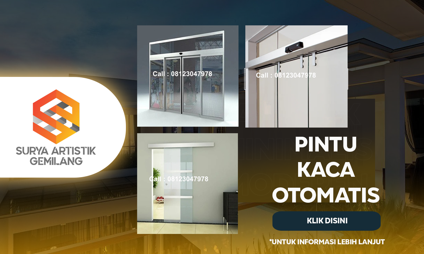 Jual Pintu Kaca Otomatis Aplikator Kaca Tempered Surabaya