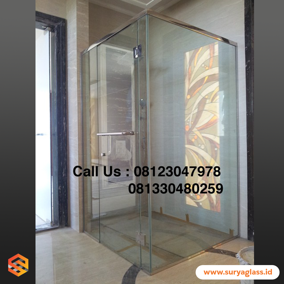 Kaca Kamar Mandi Shower Glass Aplikator Kaca Tempered Surabaya