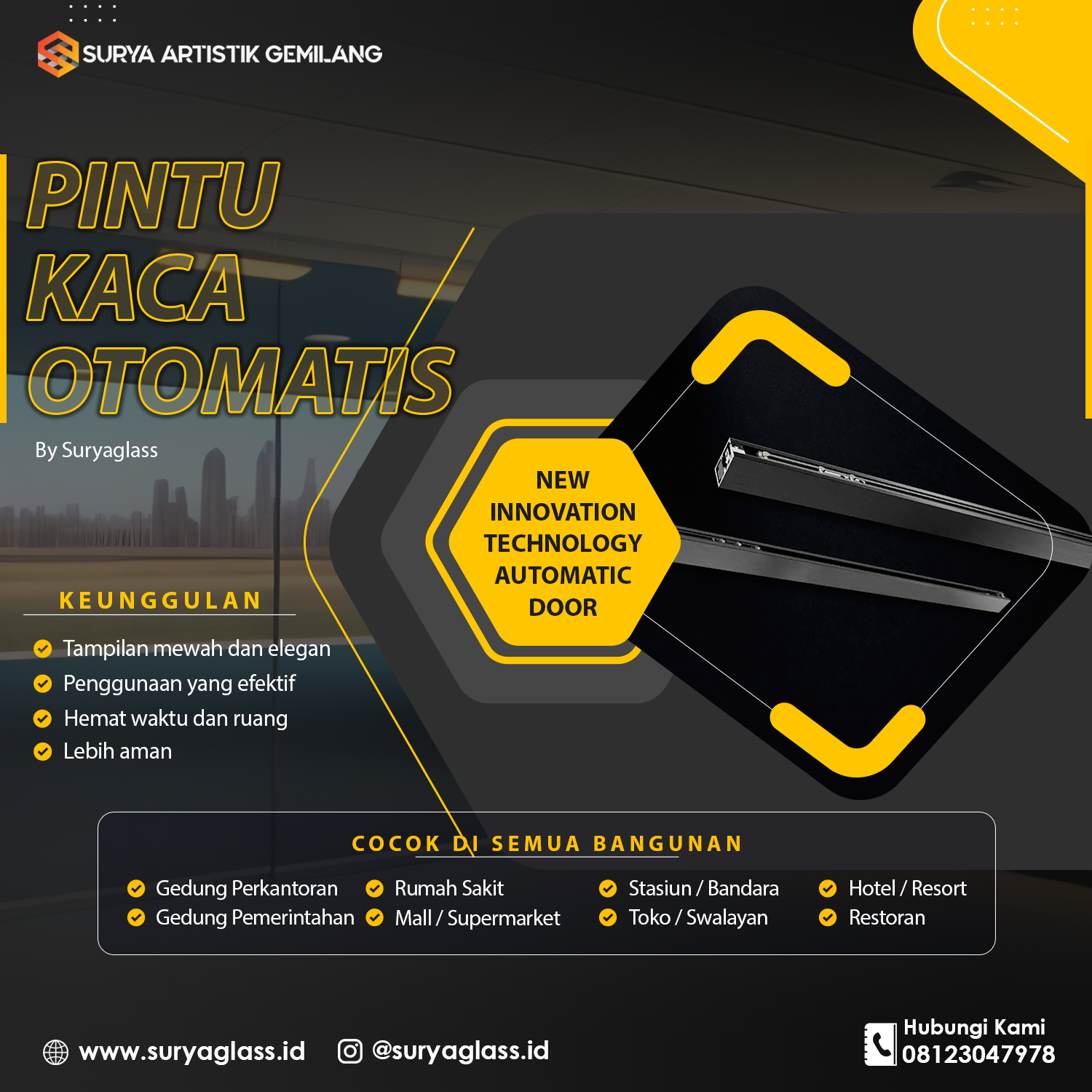 Kaca Pintu Otomatis Aplikator Kaca Tempered Surabaya