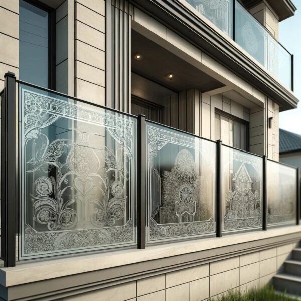 balkon kaca tempered artistik motif