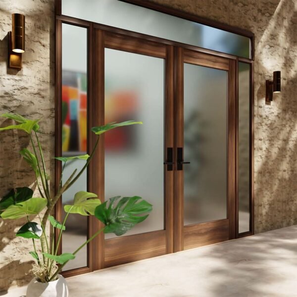 pintu kaca frame kayu
