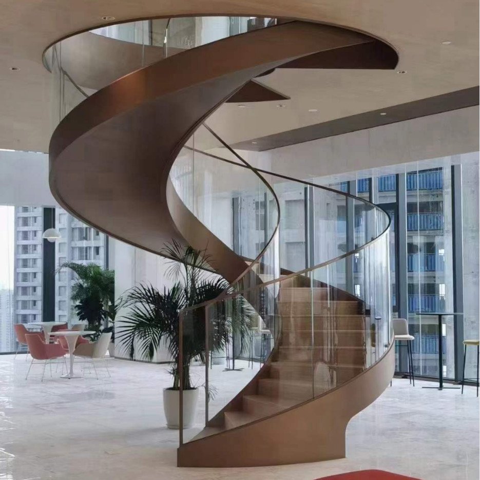 railing tangga curve glass tempered